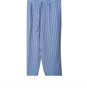 Hope Harlow Blue White Striped Pull On Pants Elastic Waist Tie Summer Size XL